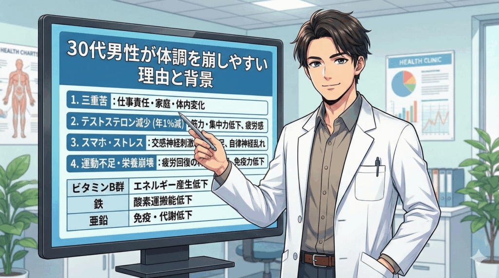 30代男性が体調を崩しやすい3つの理由と背景