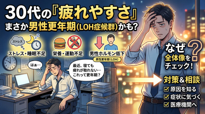 30代男性が「疲れやすい」と感じるのは更年期？まず知っておきたい全体像（原因・症状・可能性）
