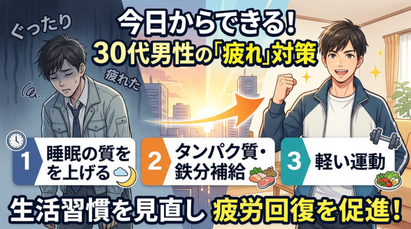 今日からできる「30代男性 疲れやすい 対策」：生活習慣を見直し疲労回復を促進