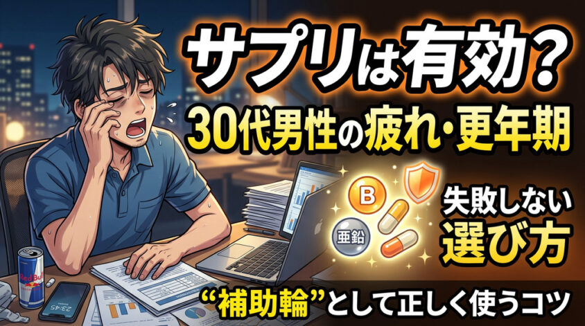 サプリは有効？30代男性の疲れ・更年期対策で失敗しない選び方