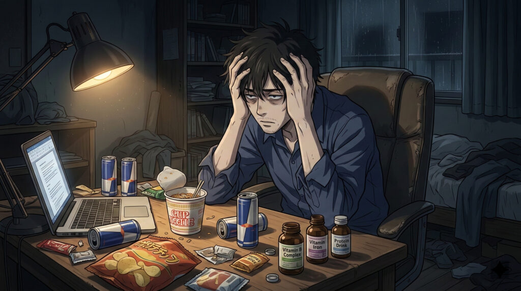 栄養バランスの崩れ：タンパク質・鉄分・ビタミンB群不足が疲れやすい体質を招く