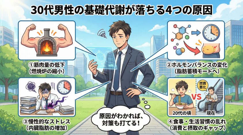 30代男性の基礎代謝が落ちる4つの原因