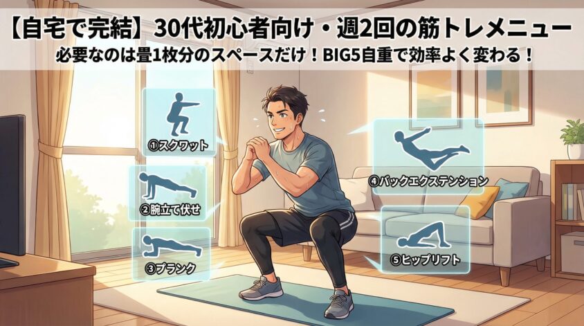 【自宅で完結】30代初心者向け・週2回の筋トレメニュー