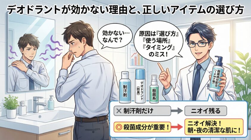 デオドラントが効かない理由と、正しいアイテムの選び方