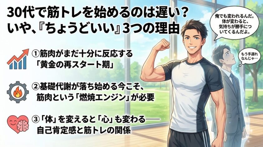 30代で筋トレを始めるのは遅い？いや、「ちょうどいい」3つの理由
