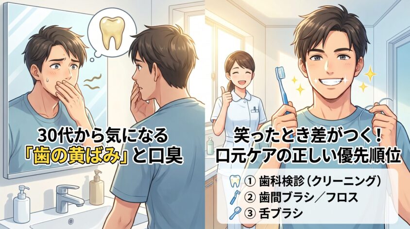 30代から気になる「歯の黄ばみ」と口臭—笑ったとき差がつく口元ケアの正しい優先順位