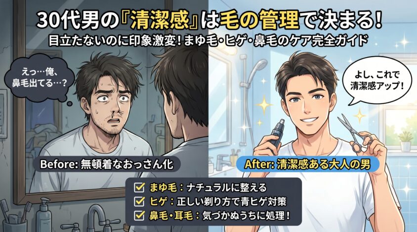 30代男の「清潔感」はまゆ毛・ヒゲ・鼻毛の管理で決まる—目立たないのに印象を変える毛のケア完全ガイド