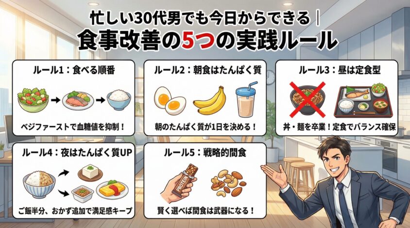 忙しい30代男でも今日からできる｜食事改善の5つの実践ルール