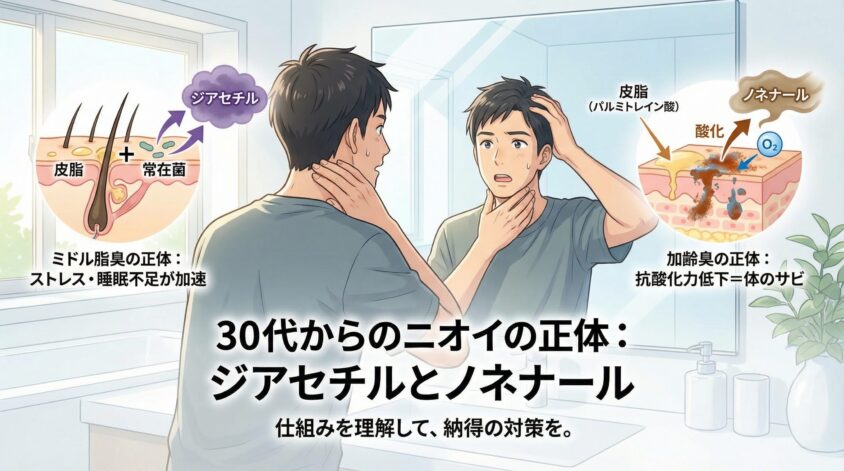 においの正体を理解する：ノネナール・ジアセチル・皮脂酸化の仕組み