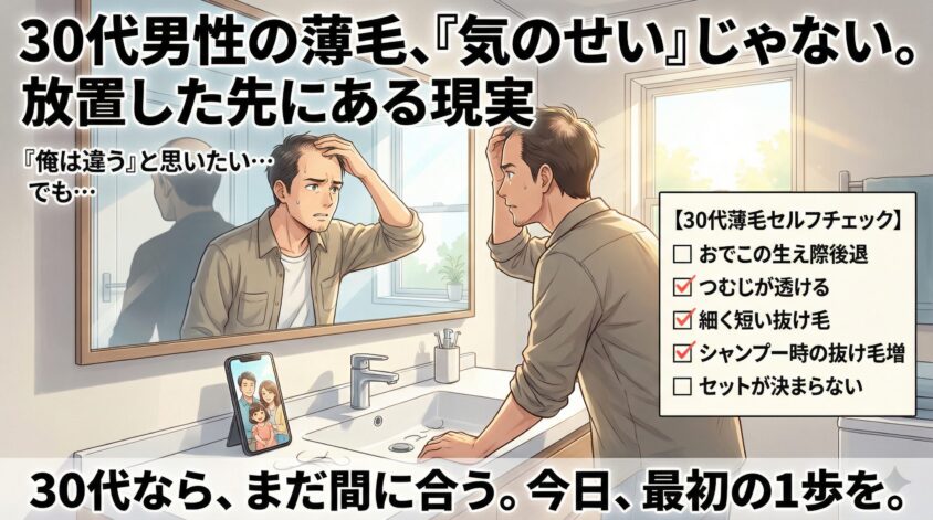 30代男性の薄毛、「気のせい」じゃない。放置した先にある現実
