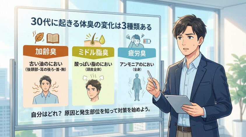 30代に起きる体臭の変化は3種類ある